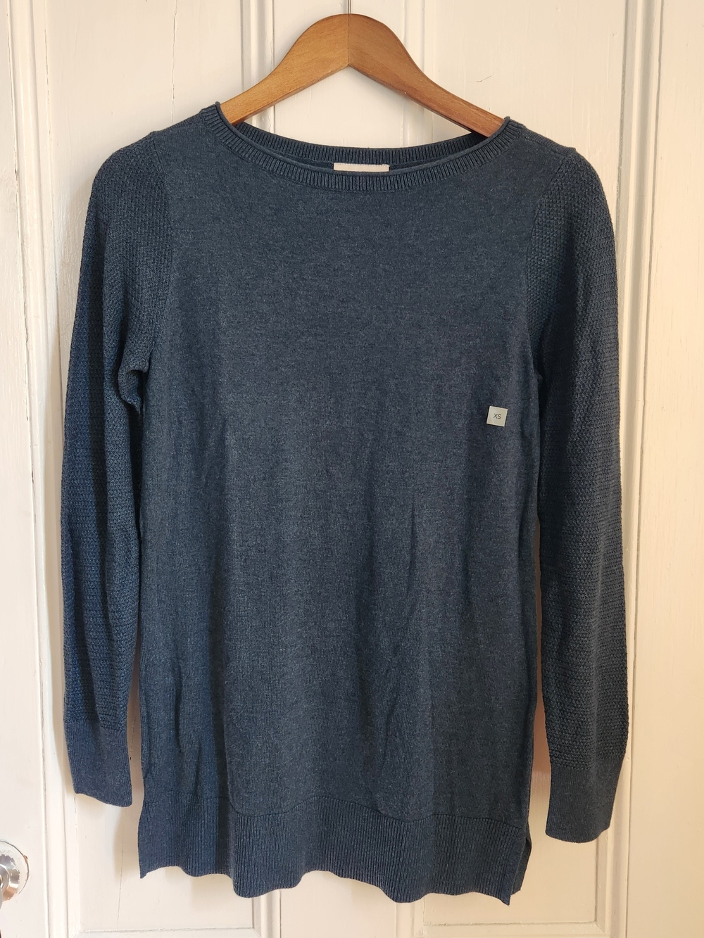Loft Women’s Blue Sweater Textured Longsleeve Casual Cotton Blend NWT Size XS